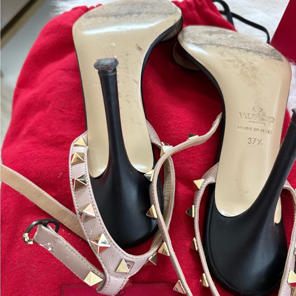 Valentino Rockstud open toe high black/nude 7.5 - Picture 4 of 9